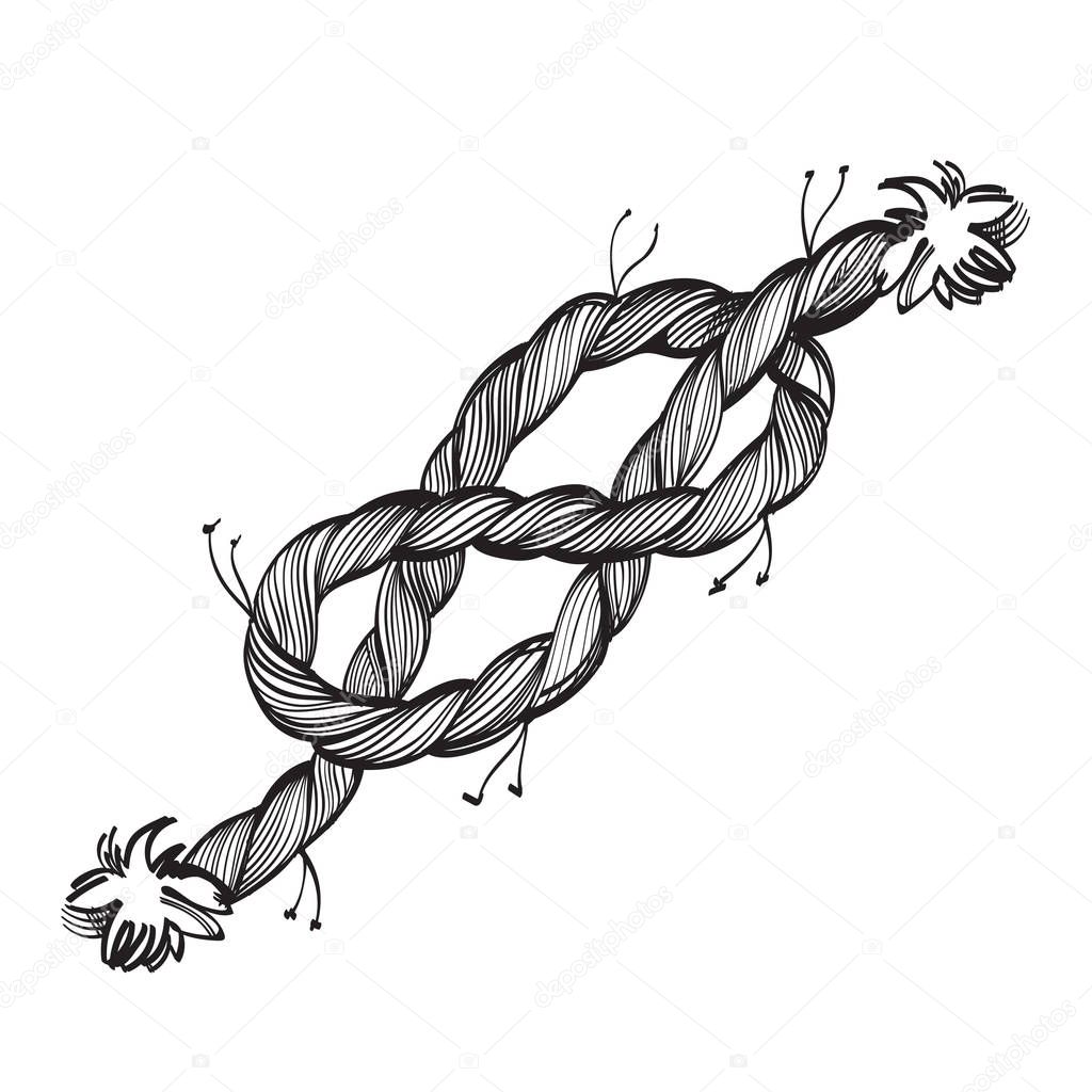 Sea knot contour illustration for coloring. Template for tattoo.