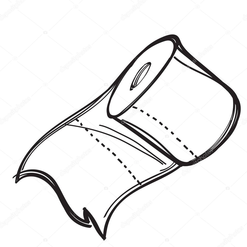A roll of toilet paper contour illustration for coloring. Templa