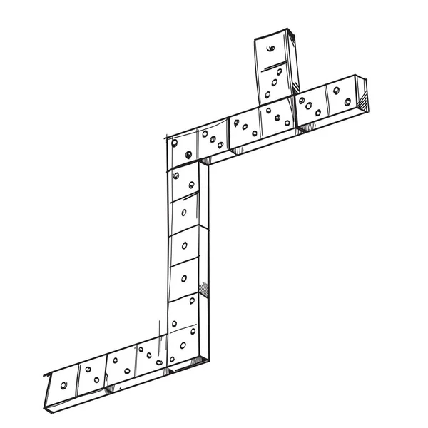 Illustration de contour de jeu rétro Domino pour la coloration. Modèle fo — Image vectorielle