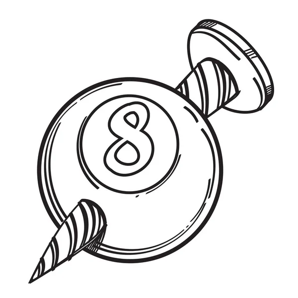 Een bal van de biljart met een nummer acht doorboorde schroef afbeelding f — Stockvector