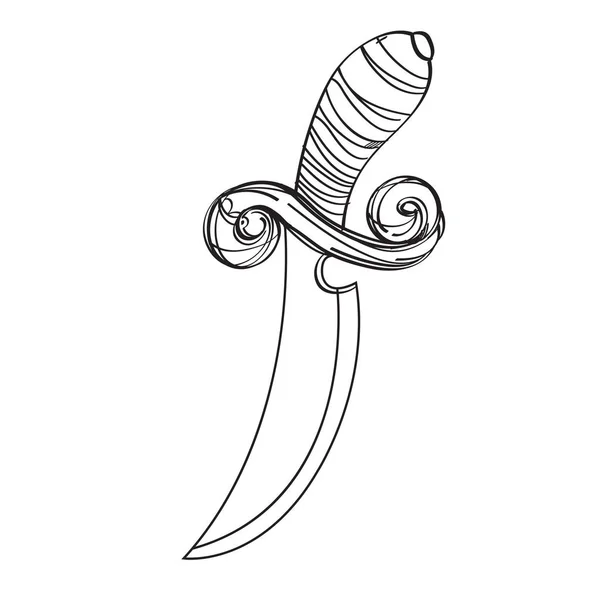 Dagger ilustração para colorir. Modelo para tatuagem . — Vetor de Stock