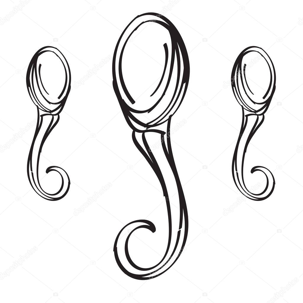 Three stylized sperm contour illustration for coloring. Template