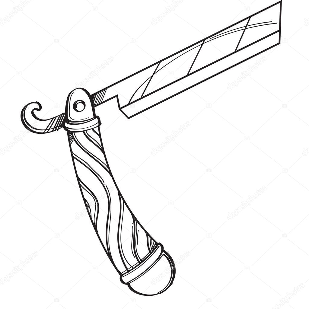 Blade for shaving illustration for coloring. Template for tattoo