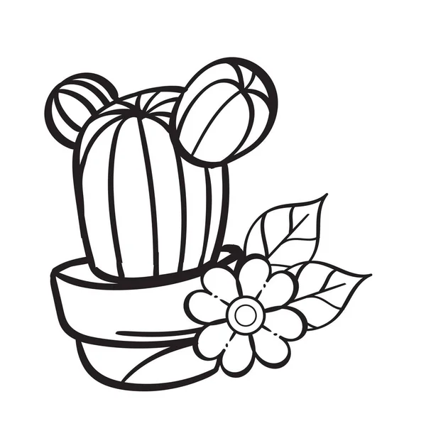 Kaktus w garnek ilustracja kontur do kolorowania. Szablon dla — Wektor stockowy