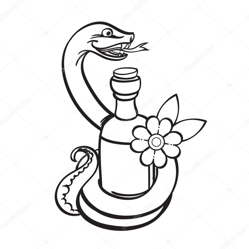 Cobra illustration for coloring. Template for tattoo.