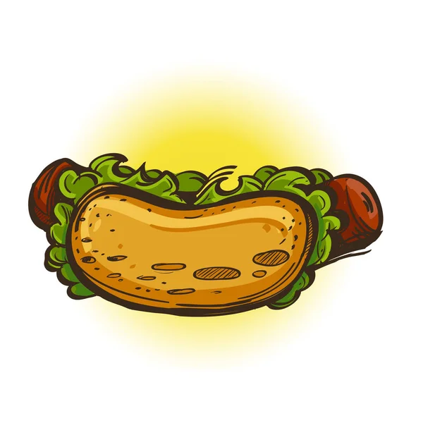 Salsicha num pão. Hot Dog. Fast food . — Vetor de Stock