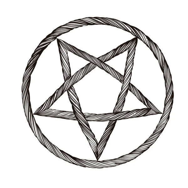 Pentagramme Inversé Signe Satanique Style Gothique Illustration Vectorielle Contour Isolée — Image vectorielle