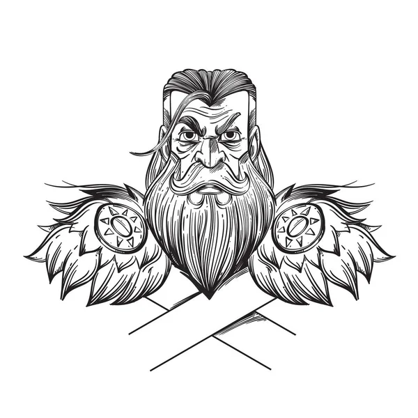 Sage Barbu Personnage Conte Fées Illustration Vectorielle Contour Isolée Sur — Image vectorielle