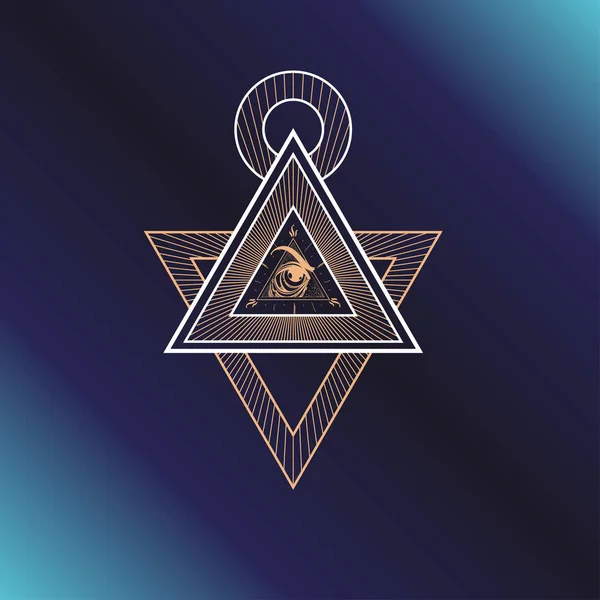Heilige Geometrie Symbool Met Alziende Oog Alchemie Religie Filosofie Astrologie — Stockvector