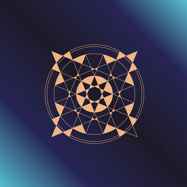 神圣的几何符号 炼金术 占星术和灵性主题 在深蓝色背景上的矢量插图海报 雕刻和更多 — 图库矢量图片