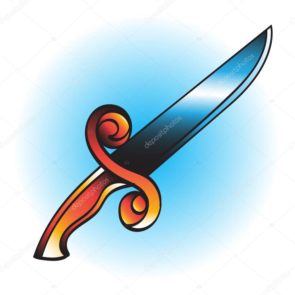Dagger illustration in the style of an old school tattoo.