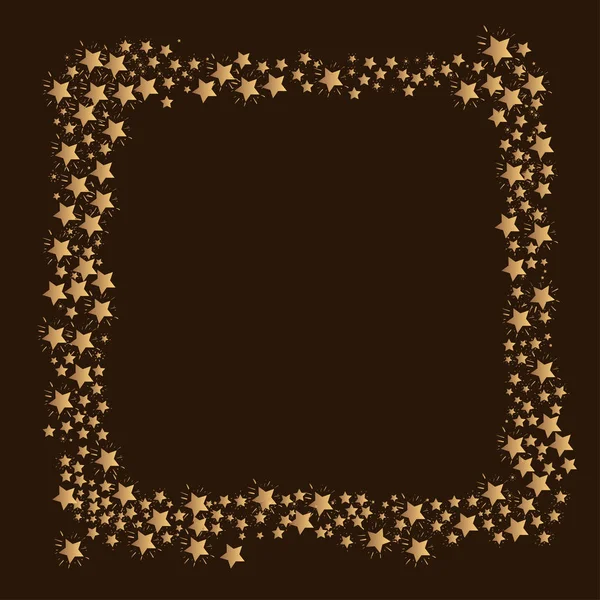Vector frame of stars with emptiness inside on black background.
