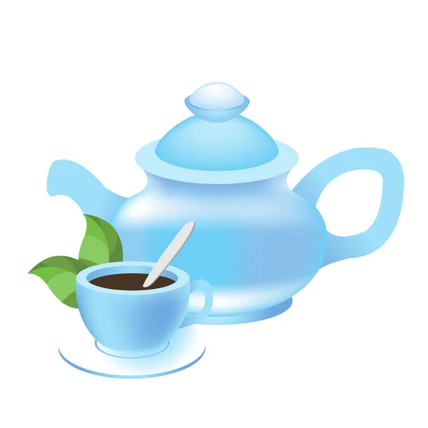 Harikalar Diyarında Alice karakterleri koleksiyonundan çaydanlık ve çay fincan. — Stok Vektör