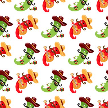 Mexico seamless pattern in cartoon style for wrapping, wallpaper, background. clipart