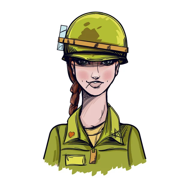 Mujer soldado. Ilustración vectorial aislada sobre fondo blanco para carteles, impresión en camisetas y otros artículos . — Vector de stock