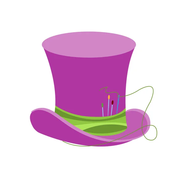 Mad Hatter kalap a gyűjtemény Alice karakterek Csodaországban. — Stock Vector