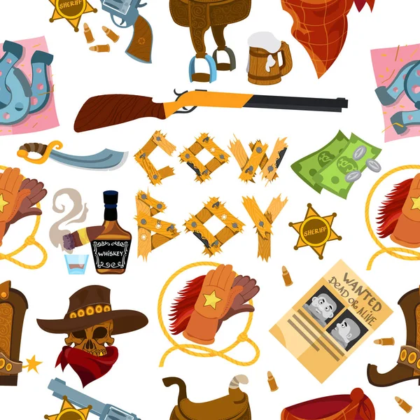 Naadloze patroon Wild West, goud Rush wallpaper, goud Diggers cartoon achtergrond. — Stockvector