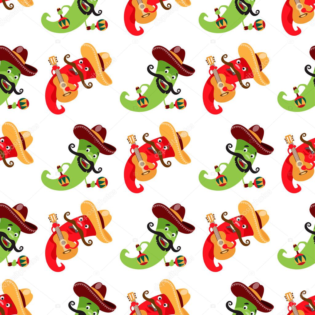 Mexico seamless pattern in cartoon style for wrapping, wallpaper, background.