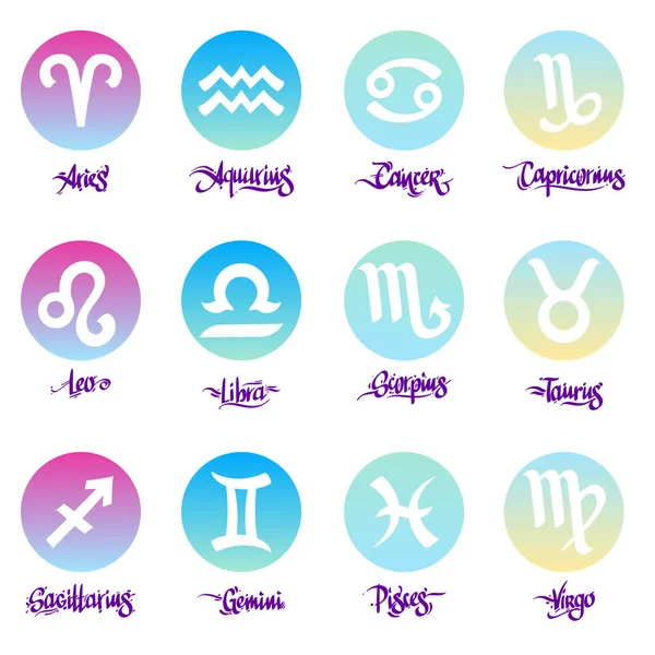 Schematic representation of the signs of the zodiac. — Stock Vector