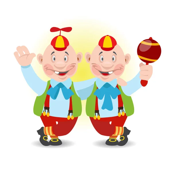 Tweedledum and Tweedledee characters from the collection of Alice characters in Wonderland. — ストックベクタ