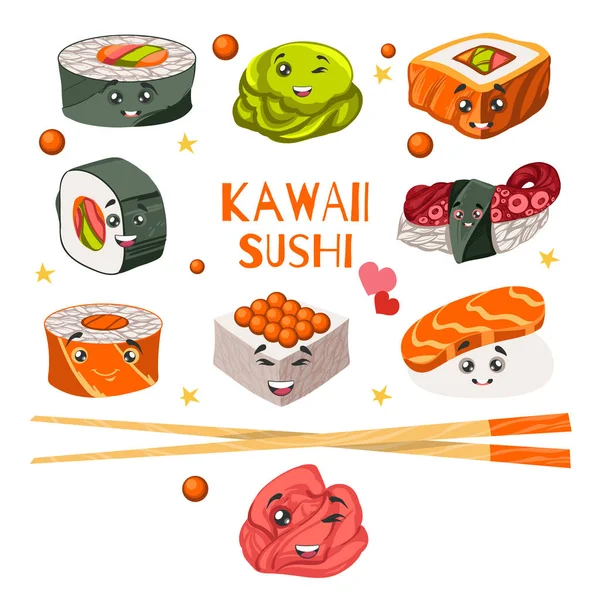 Vector de comida japonesa Ilustraciones conjunto . — Vector de stock