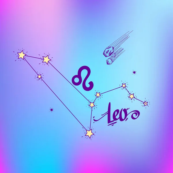 Constelación de Leo. Representación esquemática de los signos del zodíaco . — Vector de stock