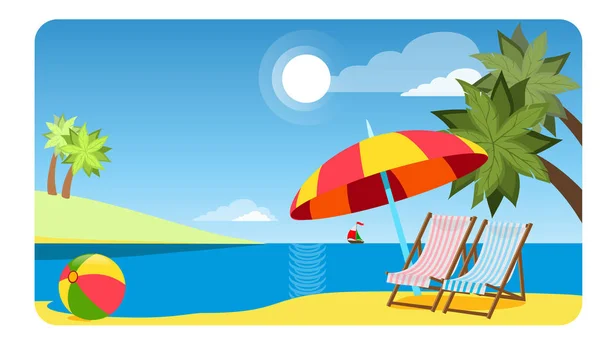 Paisaje con playa sur . — Vector de stock