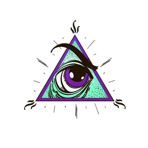 All-seeing eye pentagram. Magical fairy collection. — Stock Vector