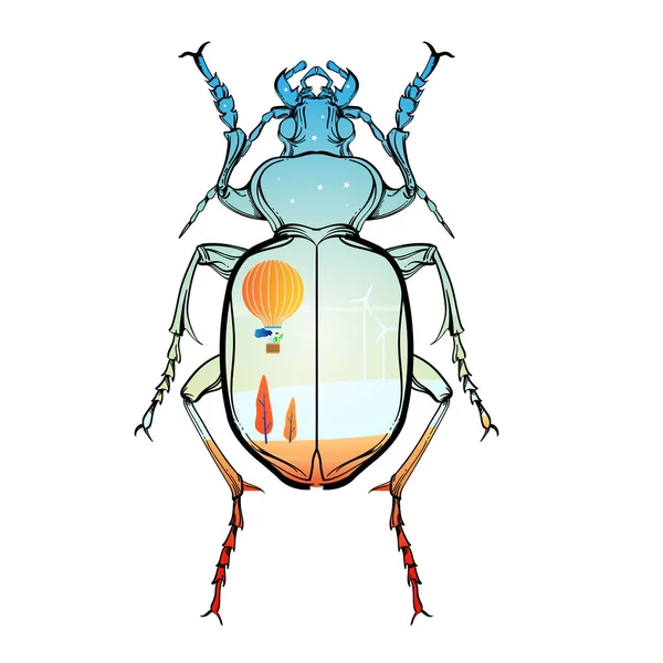 Insect kleur collectie, lijn kunst, Vector. — Stockvector