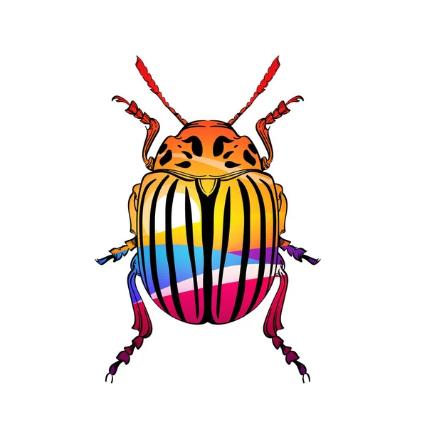 Coleção de cores de insetos, arte de linha, vetor . — Vetor de Stock