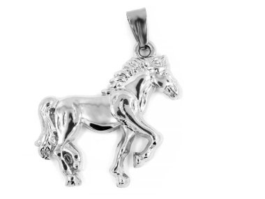 Takı - kolye at - Gümüş Paslanmaz çelik - bir renk arka plan