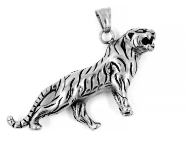 Erkekler - kolye canavar - kaplan ya da Jaguar - bir renk arka plan için takı