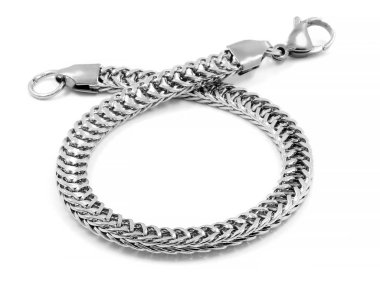 Gümüş bilezik - takı - paslanmaz çelik - bir renk arka plan