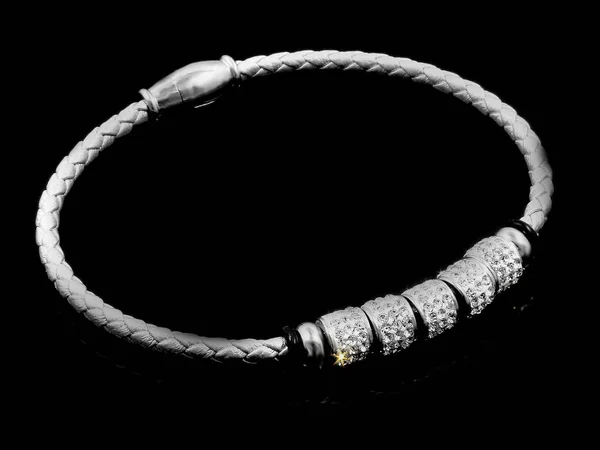 Silver Armband Smycken Rostfritt Stål Färgbakgrund — Stockfoto