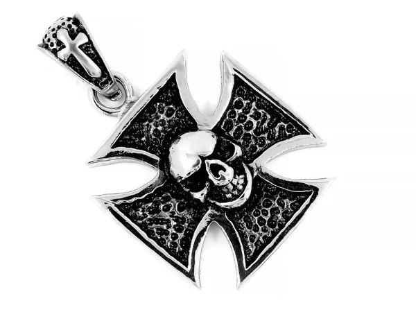 Драгоценный Крест Ожерелья Stainless Steel Одноцветный Фон — стоковое фото