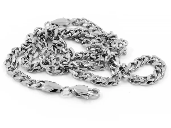 Steel Jewelry Chain Men One Color Background — Stock Photo, Image