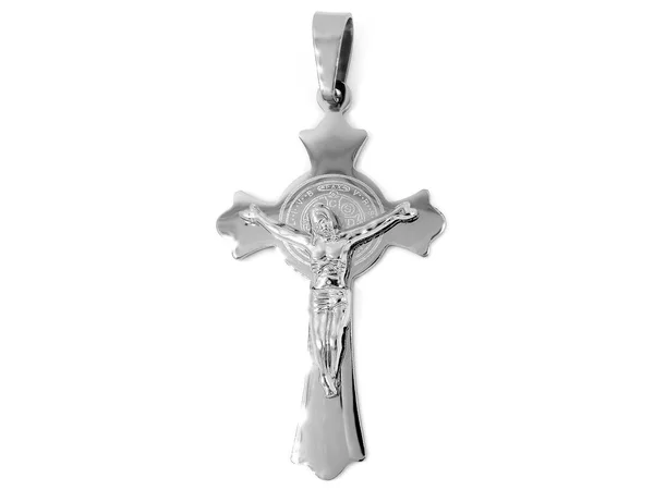 Pendant Jewelry Cross Stainless Steel One Color Background — Stock Photo, Image