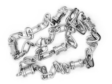 Mücevher zinciri. Paslanmaz çelik. Bir arka plan rengi