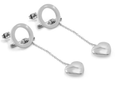 Takı, Bayan küpe. Paslanmaz çelik. Bir arka plan rengi