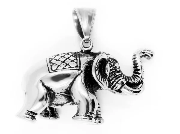 Sieraden Hanger Olifant Roestvrij Staal Een Achtergrondkleur — Stockfoto