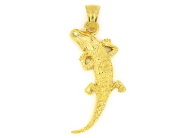 Takı kolye - kertenkele, bukalemun, timsah - paslanmaz çelik - beyaz arka plan rengi