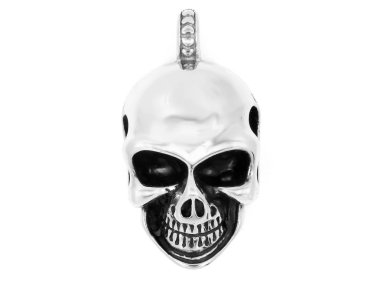 Takı erkekler için. Kafatası paslanmaz çelik. Bir arka plan rengi