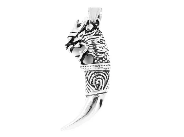 Jewelry Pendant Necklace. Wolf head. Stainless steel. One background color