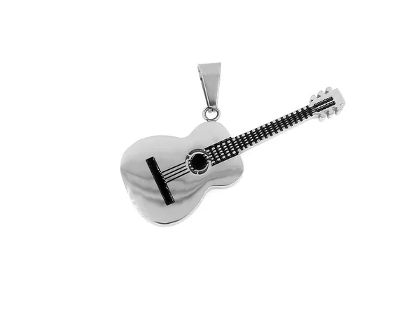 Pendant Guitar Jewelry Musicians Stainless Steel One Background Color — Stock Photo, Image