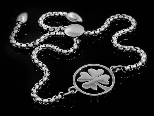 Jewel. Four leaf clover for luck. Stainless steel.