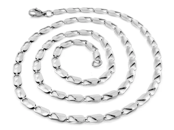 Jewelry chain. Neck decoration. Stainless steel. — Stock Photo, Image