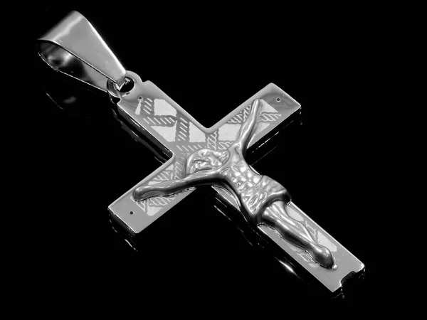 Jewel Pendant. Necklace cross. Stainless steel. — Stock Photo, Image