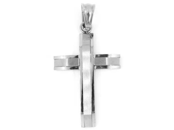 ジュエルペンダント。ネックレスの十字架ステンレススチール. — ストック写真
