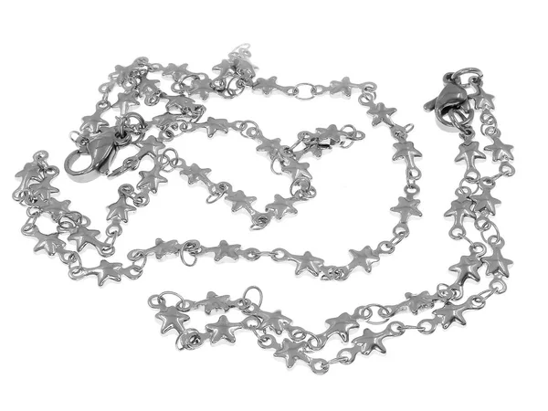 Schmuckset vorhanden. Halskette und Armband. rostfreier Stahl. — Stockfoto