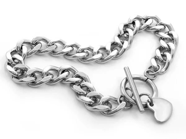 Jóias pulseira de prata. Aço inoxidável — Fotografia de Stock